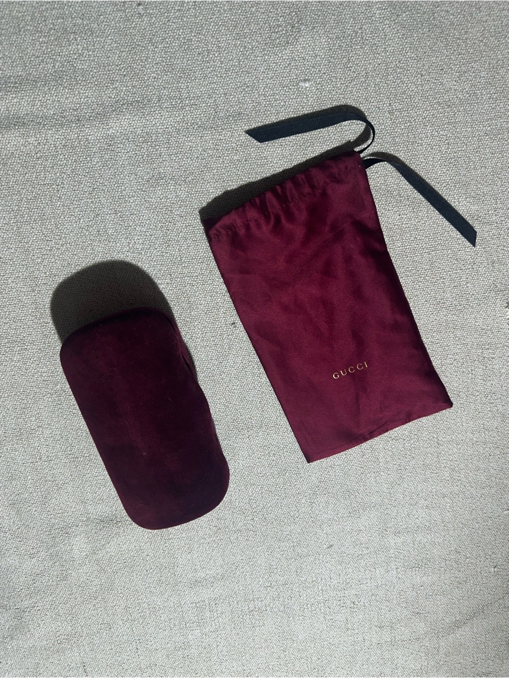 authentic Gucci Burgundy Velvet Eyeglass Case Set